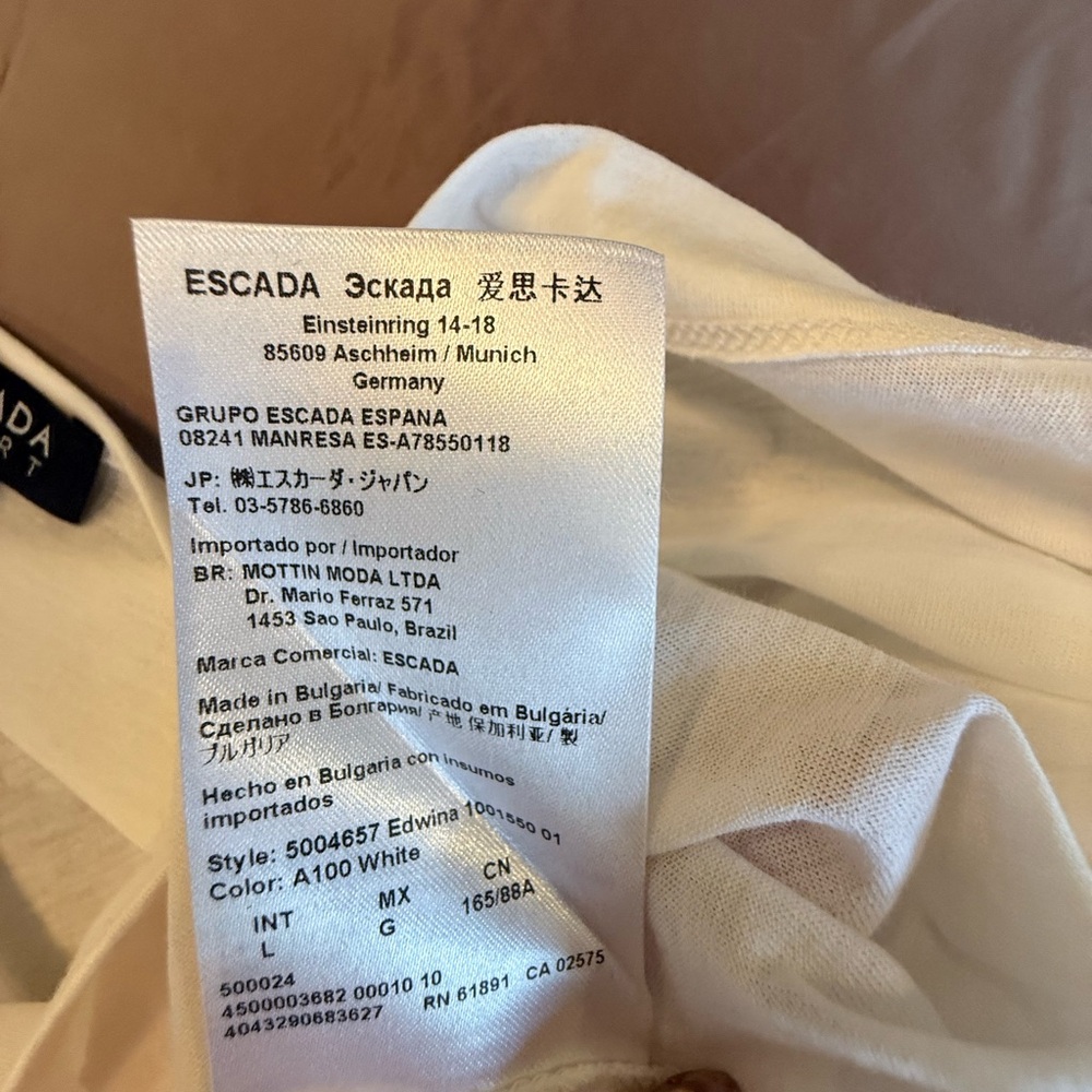 Escada Sport 100% Cotton Women’s White Sleeveless Tank Top Size Large $125 - Picture 6 of 9